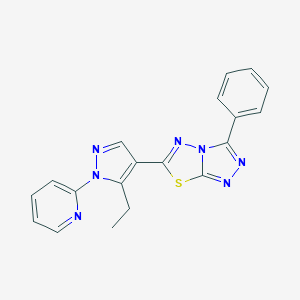 molecular formula C19H15N7S B501849 6-[5-ethyl-1-(2-pyridinyl)-1H-pyrazol-4-yl]-3-phenyl[1,2,4]triazolo[3,4-b][1,3,4]thiadiazole 