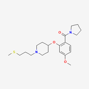 molecular formula C21H32N2O3S B5018504 4-[5-methoxy-2-(1-pyrrolidinylcarbonyl)phenoxy]-1-[3-(methylthio)propyl]piperidine 