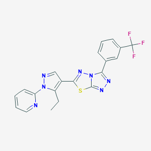 molecular formula C20H14F3N7S B501851 6-[5-ethyl-1-(2-pyridinyl)-1H-pyrazol-4-yl]-3-[3-(trifluoromethyl)phenyl][1,2,4]triazolo[3,4-b][1,3,4]thiadiazole 