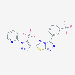 molecular formula C19H9F6N7S B501852 6-[1-(2-pyridinyl)-5-(trifluoromethyl)-1H-pyrazol-4-yl]-3-[3-(trifluoromethyl)phenyl][1,2,4]triazolo[3,4-b][1,3,4]thiadiazole 