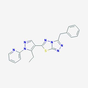 molecular formula C20H17N7S B501853 3-benzyl-6-[5-ethyl-1-(2-pyridinyl)-1H-pyrazol-4-yl][1,2,4]triazolo[3,4-b][1,3,4]thiadiazole 