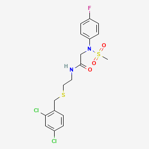 molecular formula C18H19Cl2FN2O3S2 B5018534 N~1~-{2-[(2,4-dichlorobenzyl)thio]ethyl}-N~2~-(4-fluorophenyl)-N~2~-(methylsulfonyl)glycinamide 