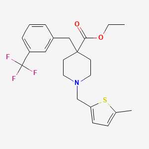 molecular formula C22H26F3NO2S B5018537 ethyl 1-[(5-methyl-2-thienyl)methyl]-4-[3-(trifluoromethyl)benzyl]-4-piperidinecarboxylate 