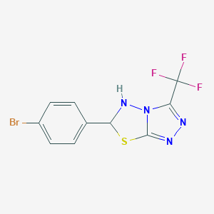 molecular formula C10H6BrF3N4S B501857 6-(4-Bromophenyl)-3-(trifluoromethyl)-5,6-dihydro[1,2,4]triazolo[3,4-b][1,3,4]thiadiazole 