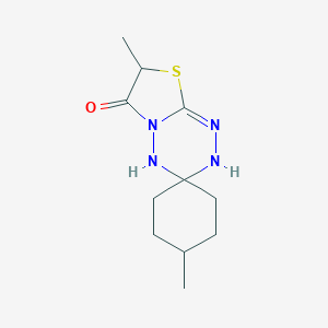 molecular formula C11H18N4OS B501858 4,7'-dimethyl-3',4'-dihydrospiro(cyclohexane-1,3'-{2'H}-[1,3]thiazolo[3,2-b][1,2,4,5]tetraazin)-6'(7'H)-one 
