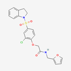 molecular formula C21H19ClN2O5S B5018608 2-[2-chloro-4-(2,3-dihydro-1H-indol-1-ylsulfonyl)phenoxy]-N-(2-furylmethyl)acetamide 