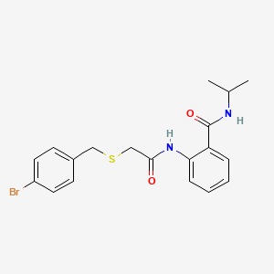 molecular formula C19H21BrN2O2S B5018625 2-({[(4-bromobenzyl)thio]acetyl}amino)-N-isopropylbenzamide 