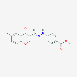 molecular formula C19H16N2O4 B501863 methyl 4-{2-[(6-methyl-4-oxo-4H-chromen-3-yl)methylene]hydrazino}benzoate 
