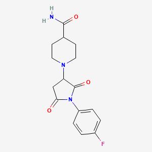 molecular formula C16H18FN3O3 B5018672 1-[1-(4-fluorophenyl)-2,5-dioxo-3-pyrrolidinyl]-4-piperidinecarboxamide 