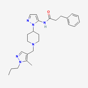 N-(1-{1-[(5-methyl-1-propyl-1H-pyrazol-4-yl)methyl]-4-piperidinyl}-1H-pyrazol-5-yl)-3-phenylpropanamide