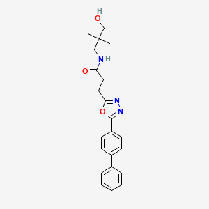 3-[5-(4-biphenylyl)-1,3,4-oxadiazol-2-yl]-N-(3-hydroxy-2,2-dimethylpropyl)propanamide