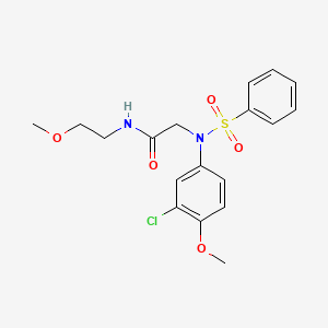 molecular formula C18H21ClN2O5S B5018693 N~2~-(3-chloro-4-methoxyphenyl)-N~1~-(2-methoxyethyl)-N~2~-(phenylsulfonyl)glycinamide 