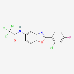 2,2,2-trichloro-N-[2-(2-chloro-4-fluorophenyl)-1,3-benzoxazol-5-yl]acetamide