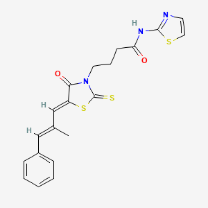 molecular formula C20H19N3O2S3 B5018740 4-[5-(2-methyl-3-phenyl-2-propen-1-ylidene)-4-oxo-2-thioxo-1,3-thiazolidin-3-yl]-N-1,3-thiazol-2-ylbutanamide 