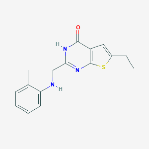molecular formula C16H17N3OS B501877 6-ethyl-2-(2-toluidinomethyl)thieno[2,3-d]pyrimidin-4(3H)-one 