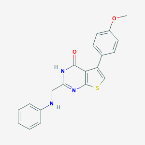 molecular formula C20H17N3O2S B501889 2-(anilinomethyl)-5-(4-methoxyphenyl)thieno[2,3-d]pyrimidin-4(3H)-one 
