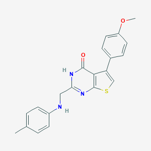 molecular formula C21H19N3O2S B501890 5-(4-methoxyphenyl)-2-(4-toluidinomethyl)thieno[2,3-d]pyrimidin-4(3H)-one 