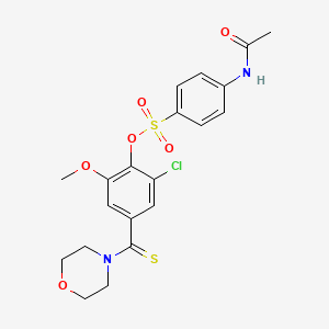 molecular formula C20H21ClN2O6S2 B5018916 2-chloro-6-methoxy-4-(4-morpholinylcarbonothioyl)phenyl 4-(acetylamino)benzenesulfonate 