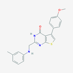 molecular formula C21H19N3O2S B501892 5-(4-methoxyphenyl)-2-(3-toluidinomethyl)thieno[2,3-d]pyrimidin-4(3H)-one 