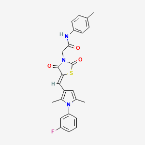 2-(5-{[1-(3-fluorophenyl)-2,5-dimethyl-1H-pyrrol-3-yl]methylene}-2,4-dioxo-1,3-thiazolidin-3-yl)-N-(4-methylphenyl)acetamide