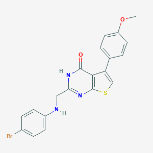 molecular formula C20H16BrN3O2S B501895 2-[(4-bromoanilino)methyl]-5-(4-methoxyphenyl)thieno[2,3-d]pyrimidin-4(3H)-one 