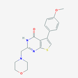 molecular formula C18H19N3O3S B501897 5-(4-methoxyphenyl)-2-(4-morpholinylmethyl)thieno[2,3-d]pyrimidin-4(3H)-one 