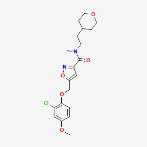 molecular formula C20H25ClN2O5 B5018971 5-[(2-chloro-4-methoxyphenoxy)methyl]-N-methyl-N-[2-(tetrahydro-2H-pyran-4-yl)ethyl]-3-isoxazolecarboxamide 