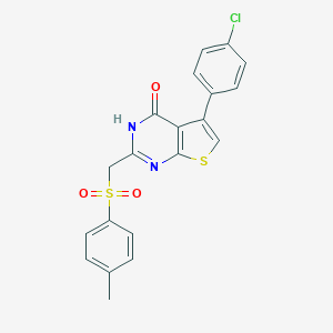 molecular formula C20H15ClN2O3S2 B501898 5-(4-chlorophenyl)-2-{[(4-methylphenyl)sulfonyl]methyl}thieno[2,3-d]pyrimidin-4(3H)-one 
