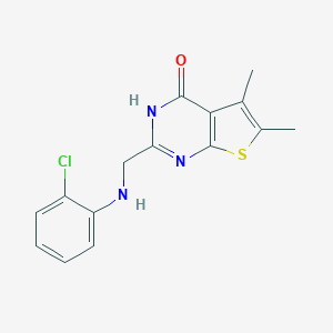 molecular formula C15H14ClN3OS B501903 2-[(2-chloroanilino)methyl]-5,6-dimethylthieno[2,3-d]pyrimidin-4(3H)-one 
