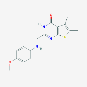 molecular formula C16H17N3O2S B501905 2-[(4-methoxyanilino)methyl]-5,6-dimethylthieno[2,3-d]pyrimidin-4(3H)-one 