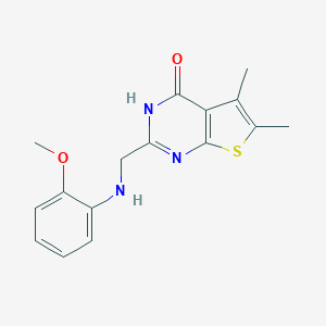 molecular formula C16H17N3O2S B501906 2-[(2-methoxyanilino)methyl]-5,6-dimethylthieno[2,3-d]pyrimidin-4(3H)-one 