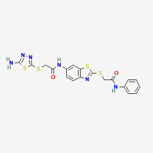 molecular formula C19H16N6O2S4 B5019064 2-[(5-amino-1,3,4-thiadiazol-2-yl)thio]-N-{2-[(2-anilino-2-oxoethyl)thio]-1,3-benzothiazol-6-yl}acetamide 