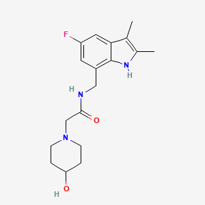 N-[(5-fluoro-2,3-dimethyl-1H-indol-7-yl)methyl]-2-(4-hydroxy-1-piperidinyl)acetamide