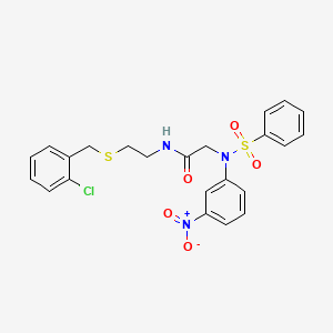 molecular formula C23H22ClN3O5S2 B5019126 N~1~-{2-[(2-chlorobenzyl)thio]ethyl}-N~2~-(3-nitrophenyl)-N~2~-(phenylsulfonyl)glycinamide 