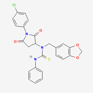 molecular formula C25H20ClN3O4S B5019145 N-(1,3-benzodioxol-5-ylmethyl)-N-[1-(4-chlorophenyl)-2,5-dioxo-3-pyrrolidinyl]-N'-phenylthiourea 