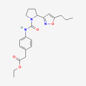 molecular formula C21H27N3O4 B5019170 ethyl [4-({[2-(5-propyl-3-isoxazolyl)-1-pyrrolidinyl]carbonyl}amino)phenyl]acetate 