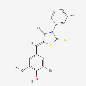 molecular formula C17H11BrFNO3S2 B5019178 5-(3-bromo-4-hydroxy-5-methoxybenzylidene)-3-(3-fluorophenyl)-2-thioxo-1,3-thiazolidin-4-one 