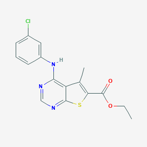 molecular formula C16H14ClN3O2S B501919 Ethyl 4-(3-chloroanilino)-5-methylthieno[2,3-d]pyrimidine-6-carboxylate 
