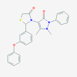 molecular formula C26H23N3O3S B501929 3-(1,5-dimethyl-3-oxo-2-phenyl-2,3-dihydro-1H-pyrazol-4-yl)-2-(3-phenoxyphenyl)-1,3-thiazolidin-4-one 