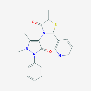 molecular formula C20H20N4O2S B501934 3-(1,5-dimethyl-3-oxo-2-phenyl-2,3-dihydro-1H-pyrazol-4-yl)-5-methyl-2-(3-pyridinyl)-1,3-thiazolidin-4-one 