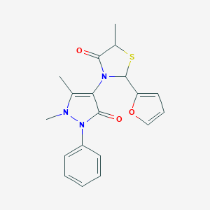 3-(1,5-dimethyl-3-oxo-2-phenyl-2,3-dihydro-1H-pyrazol-4-yl)-2-(2-furyl)-5-methyl-1,3-thiazolidin-4-one