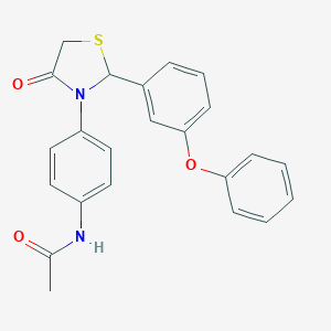 molecular formula C23H20N2O3S B501941 N-{4-[4-oxo-2-(3-phenoxyphenyl)-1,3-thiazolidin-3-yl]phenyl}acetamide 