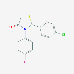 molecular formula C15H11ClFNOS B501943 2-(4-Chlorophenyl)-3-(4-fluorophenyl)-1,3-thiazolidin-4-one 