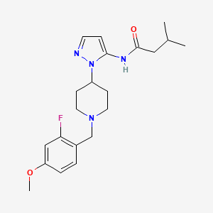 molecular formula C21H29FN4O2 B5019432 N-{1-[1-(2-fluoro-4-methoxybenzyl)-4-piperidinyl]-1H-pyrazol-5-yl}-3-methylbutanamide 