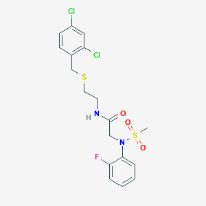 molecular formula C18H19Cl2FN2O3S2 B5019440 N~1~-{2-[(2,4-dichlorobenzyl)thio]ethyl}-N~2~-(2-fluorophenyl)-N~2~-(methylsulfonyl)glycinamide 