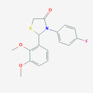 molecular formula C17H16FNO3S B501946 2-(2,3-Dimethoxyphenyl)-3-(4-fluorophenyl)-1,3-thiazolidin-4-one 