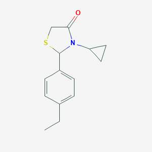molecular formula C14H17NOS B501948 3-Cyclopropyl-2-(4-ethylphenyl)-1,3-thiazolidin-4-one 