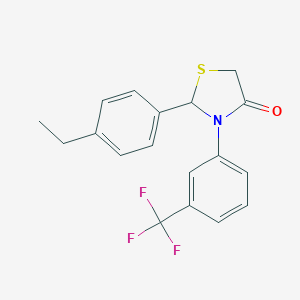 molecular formula C18H16F3NOS B501950 2-(4-Ethylphenyl)-3-[3-(trifluoromethyl)phenyl]-1,3-thiazolidin-4-one 