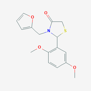 molecular formula C16H17NO4S B501956 2-(2,5-Dimethoxyphenyl)-3-(2-furylmethyl)-1,3-thiazolidin-4-one 