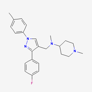 molecular formula C24H29FN4 B5019564 N-{[3-(4-fluorophenyl)-1-(4-methylphenyl)-1H-pyrazol-4-yl]methyl}-N,1-dimethyl-4-piperidinamine 